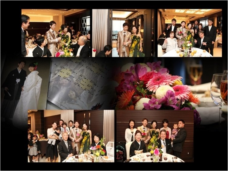 お色直しでは緑の個性的なドレスにお召し替え。8頁目:結婚式アルバム