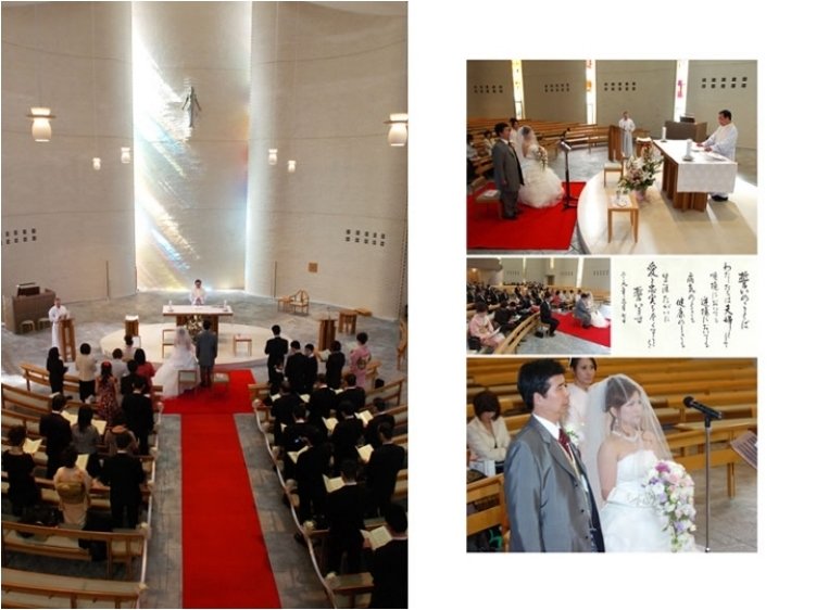 挙式後は参列者全員で歩いて披露宴会場へ移動されます。4頁目:結婚式アルバム