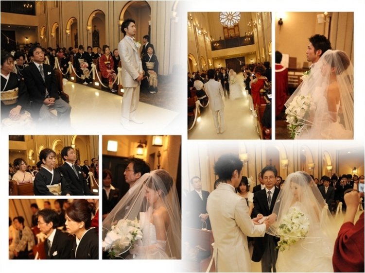 披露宴では沢山のお花のヘッドドレスで豪華な印象に。4頁目:結婚式アルバム