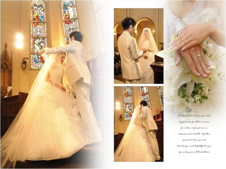 お色直しは鮮やかなピンクのドレスに大きな花冠をつけて。6頁目:結婚式アルバム