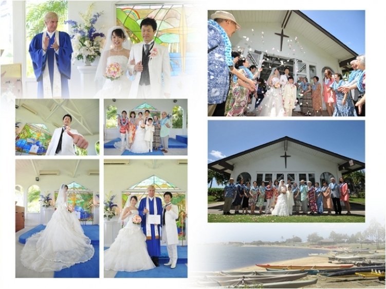 旅行のページもあり、3人の思い出がたくさん詰まった一冊です。8頁目:結婚式アルバム