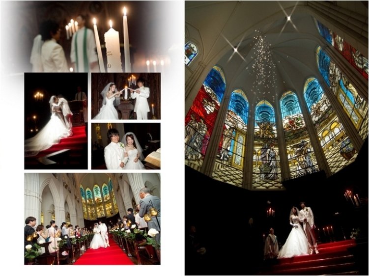 温かな祝福と羽がふたりを包み込みます。5頁目:結婚式アルバム