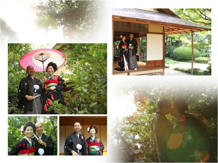 前撮りのページをはさんで、ゴージャスな披露宴のページが始まります。8頁目:結婚式アルバム
