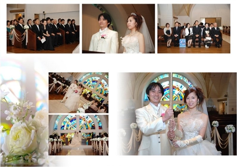 ケーキはいちごの乗ったブック型ケーキです。5頁目:結婚式アルバム