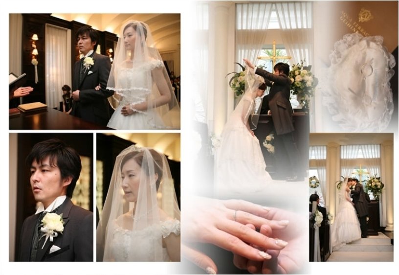 フラワーガールに先導されてお父様と共に入場されます。5頁目:結婚式アルバム