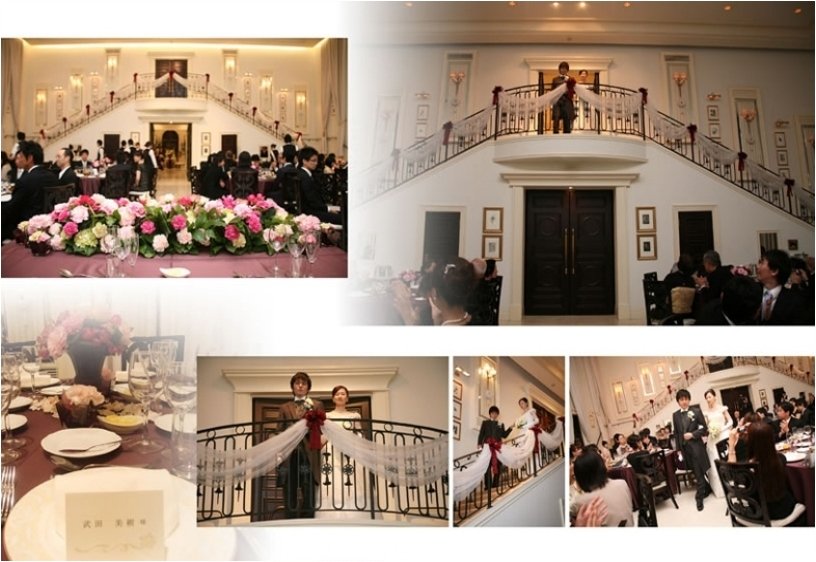扉の向こうからのバブルシャワーは七色に輝くシャボン玉が綺麗な演出ですね。8頁目:結婚式アルバム