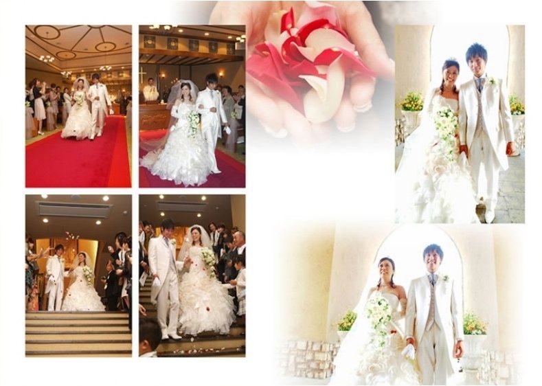 和装と太鼓で日本らしさが出る粋な演出ですね。7頁目:結婚式アルバム
