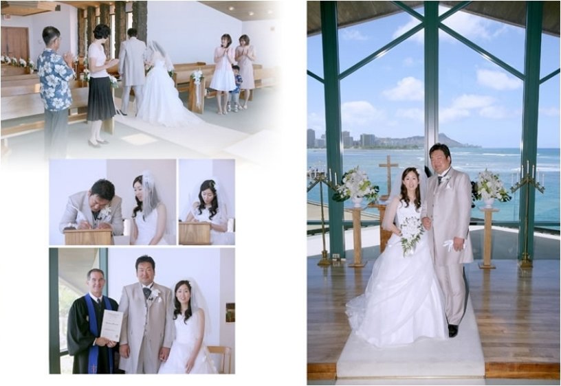 爽やかな南国のそよ風を感じ、見ていて気持ちが良くなりますね。6頁目:結婚式アルバム