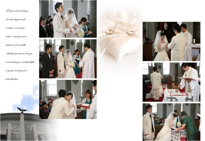 披露宴会場に場所を移されるシーンもまた思い出。5頁目:結婚式アルバム