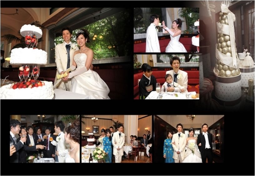 お色直しは新郎は紋付袴、新婦は民族衣装で入場。9頁目:結婚式アルバム