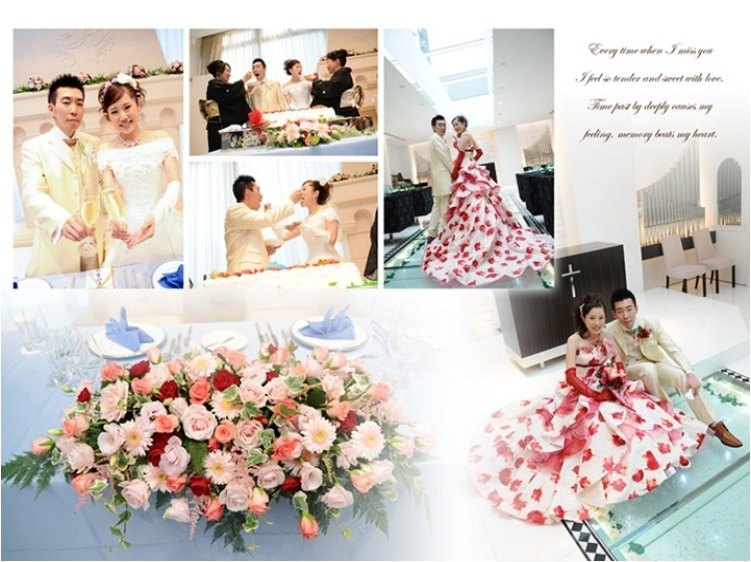 ケーキカットではラストバイトとファーストバイトで盛り上がりました。6頁目:結婚式アルバム