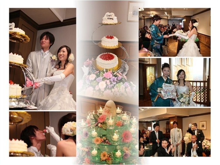 披露宴クライマックスの新婦からご両親への感謝の気持ちを伝えるシーンでは、新婦がバイオリンを演奏され思い出いっぱいの一冊となっています。7頁目:結婚式アルバム
