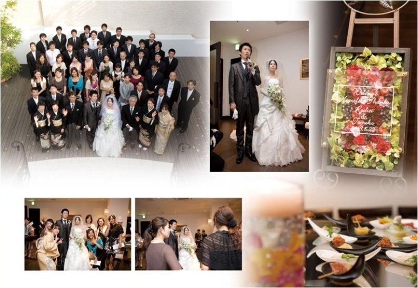 お色直しを終えられて入場され、各テーブルにカラーの花を挿していくフラワーサービスは粋な演出です。7頁目:結婚式アルバム