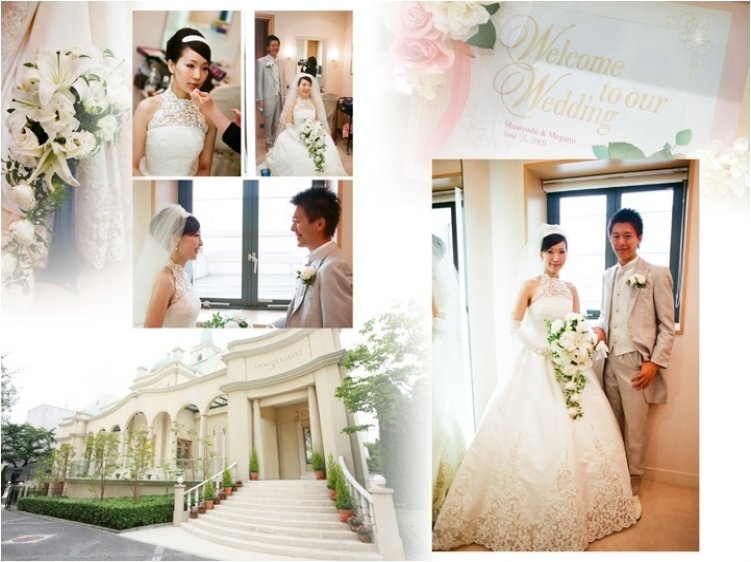 挙式前の様子が伝わってくる静かな一枚です。2頁目:結婚式アルバム