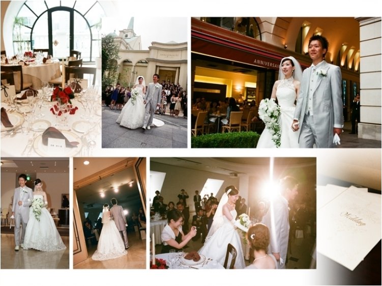披露宴ではゲストと一緒にたくさんの写真を撮りました。7頁目:結婚式アルバム