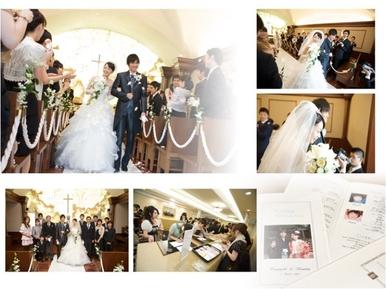緊張もすっかり解け、披露宴を楽しんでいるようです。7頁目:結婚式アルバム