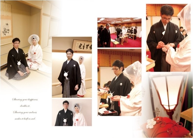 披露宴はウエディングドレスにお召し替えされ、お父様と入場です。6頁目:結婚式アルバム