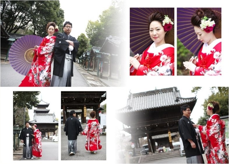 純白の衣装と赤のバージンロードとのコントラストが素敵です。4頁目:結婚式アルバム