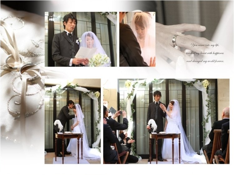 式場に入りきれないほど多くのゲストが出席してくださったようです。5頁目:結婚式アルバム