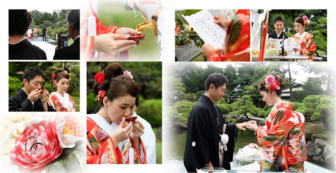 お色直しのパープルに花柄の艶やかなのドレスは後ろ姿も美しいです。9頁目:結婚式アルバム