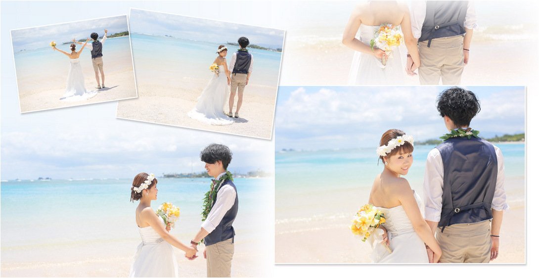 ページをめくるとリムジンの中で微笑むお二人から始まります。3頁目:結婚式アルバム