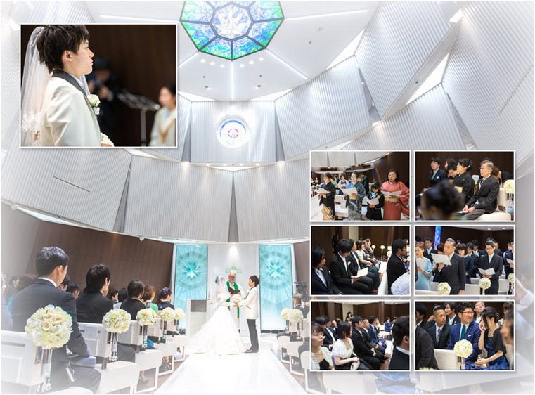 披露宴も白を基調とした明るい会場で。5頁目:結婚式アルバム