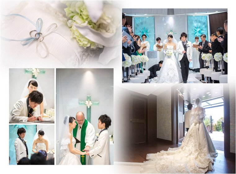 ケーキは3段ものプレゼントボックス型。7頁目:結婚式アルバム