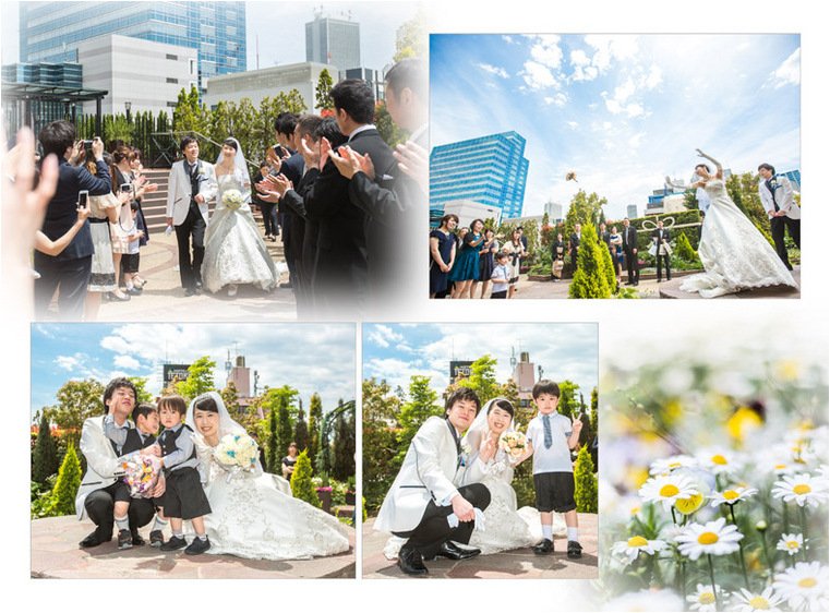 ピンクのリボンの装飾もまるで本物のようで食べるのがもったいないですね。8頁目:結婚式アルバム