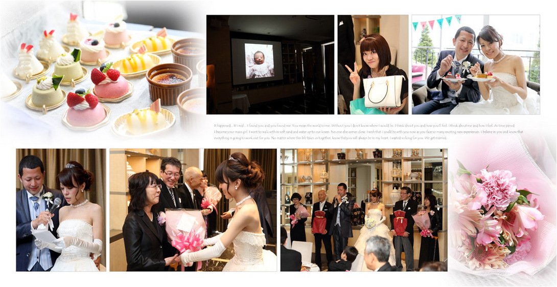 そして夜には同じ会場で、ご友人向けにパーティ。8頁目:結婚式アルバム