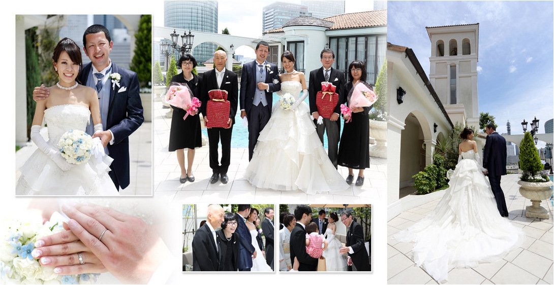 みなとみらいの夜景がきらめく中でのバルーンリリースは圧巻です。9頁目:結婚式アルバム